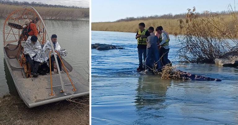 Dos menores y seis adultos fueron rescatados en el río Bravo por autoridades