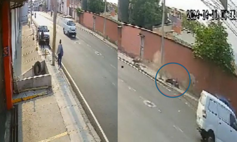 Una cámara captó el momento de la colisión mortal entre motociclista y microbús en Tegucigalpa.