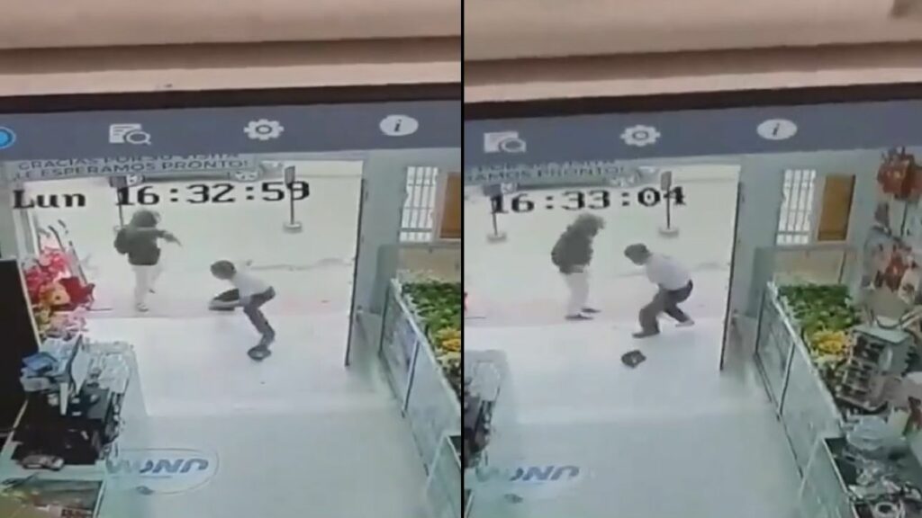 Delincuente ataca a guardia de seguridad durante asalto en tienda de Comayagua (VIDEO)