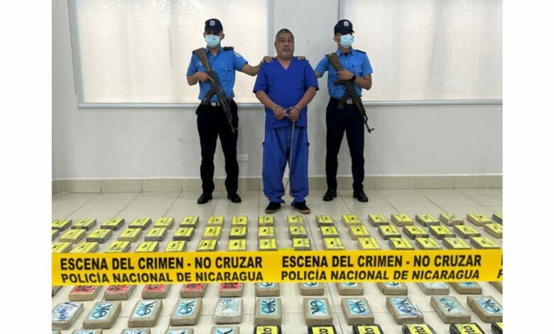 Detienen a hondureño con 209.8 kilos de cocaína en Nicaragua