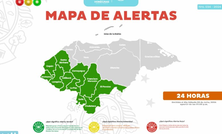 Alerta verde en 11 departamentos por onda tropical