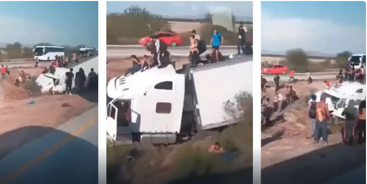 Al menos 14 migrantes heridos en accidente de tráiler en México