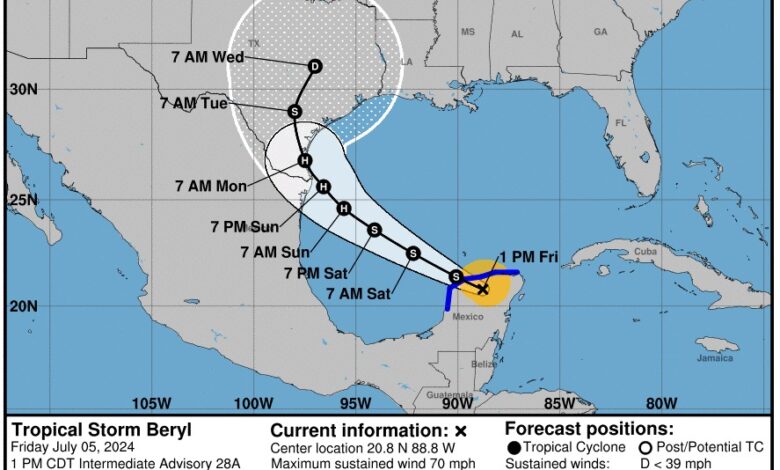 Huracán Beryl se degrado