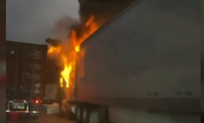 Rastra se incendia en pleno trafico en SPS (VIDEO)