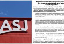 ASJ solicita a la CSJ fallar en apego a la ley y rechazar el "Pacto de Impunidad"