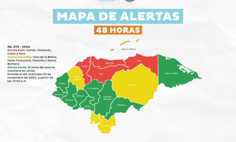 Alerta roja en cuatro departamentos de Honduras ante el ingreso de un frente frío