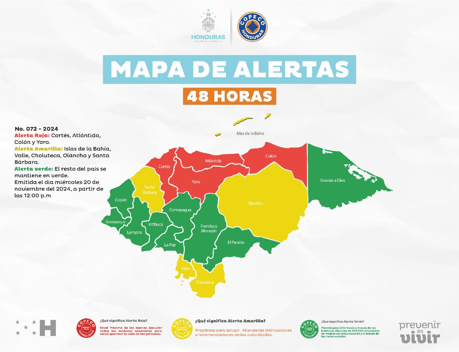 Alerta roja en cuatro departamentos de Honduras ante el ingreso de un 