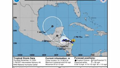 Nicaragua declara alerta amarilla en todo el territorio por la tormenta tropical Sara