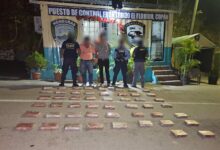 Arrestan a dos nicaragüenses con 50 kilos de clorhidrato de cocaína en Copán