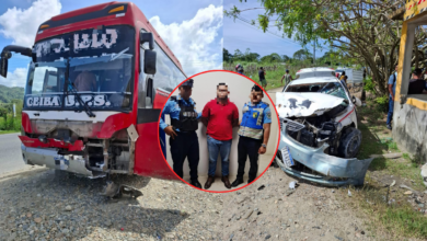 Detienen a conductor de bus por lesiones imprudentes tras accidente en Tela